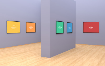 Galleria d&amp;#39;arte multi frame Muckup 3D Illustration e rendering 3D mockup del prodotto