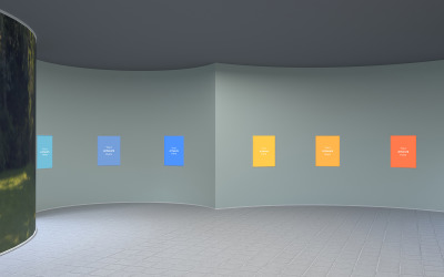 Maqueta de producto de renderizado 3D de múltiples marcos de la galería de arte