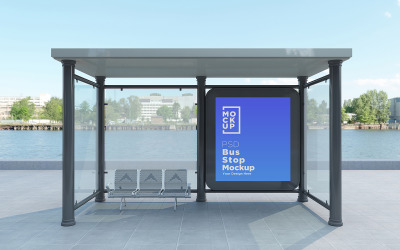 City Bus stop Shelter Billboard signage product mockup