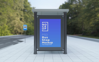 City Bus Stop Sign cartello pubblicitario mockup del prodotto