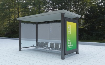 City Bus Stop Sign reclamebord product mockup