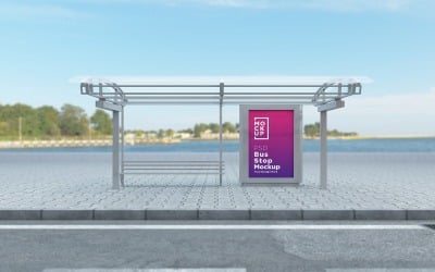 Városi buszmegálló tábla reklámtermék makett