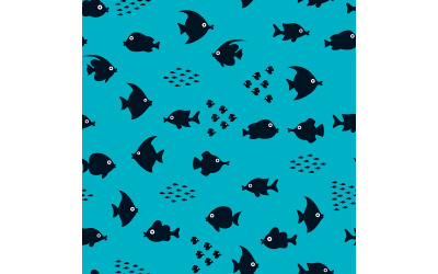 Cartoon Fish Silhouette Pattern - Illustration