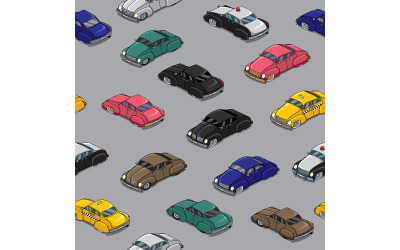 Retro Cars Pattern - Illustrazione