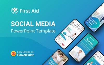 Orvosi elsősegély szociális média PowerPoint sablon