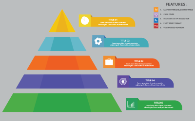 Elementos de infografía de diseño vectorial de pirámide