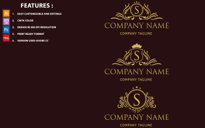 Golden S lettera vettore di lusso Design Logo modello
