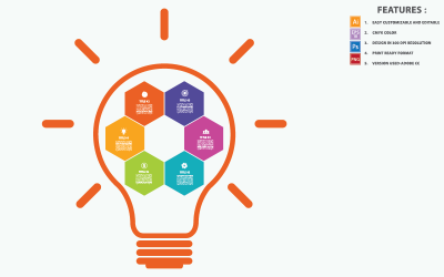 Hexágono com elementos de infográfico de design vetorial leve