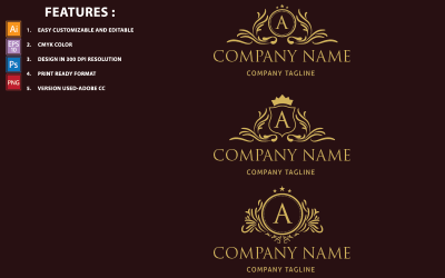 Modèle de logo de conception de vecteur de luxe lettre or une lettre