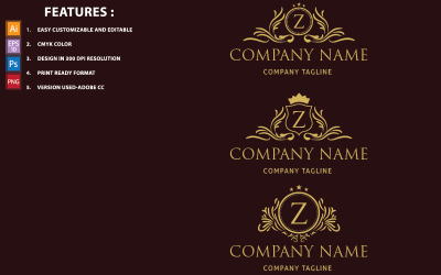 Modèle de logo de conception de vecteur de luxe lettre Z or