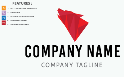 Red Wolf Vector Design Logo Template