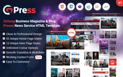 GPress - шаблон сайта новостей и журналов