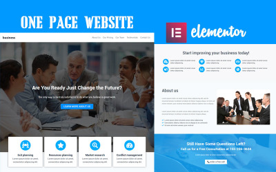 İş | Modern Tek Sayfa Web Sitesi Elementor Kiti
