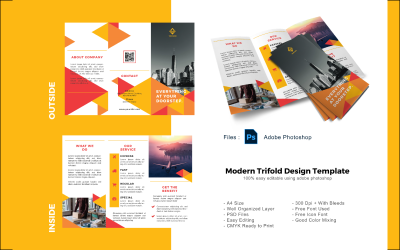 Modello PSD per brochure a tre ante triangolare aziendale