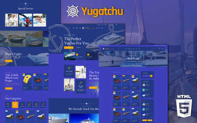 Yugatchu豪华游艇俱乐部服务和海洋商店网站模板