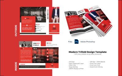 Zakelijke moderne driebladige brochure PSD-sjabloon