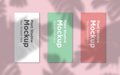 Mockup di tre frame verticali con mockup di prodotto di sfondo naturale a foglia di albero