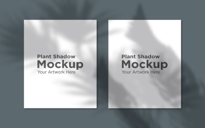 Two frame Mockup with Overlays Leaf Shadow Background product mockup