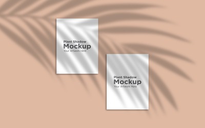 A4 Two Frame Mockup With palm leaf Shadow Background product mockup