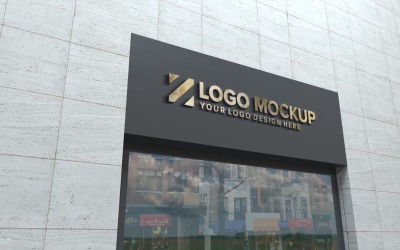 Altın Logo Mockup Mağaza Tabela cephe Zarif ürün mockup