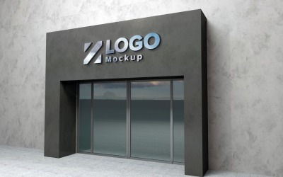 Çelik Logo Mockup 3D Sign Elegant Building ürün mockup