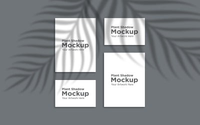 Four Frame Mockup With palm leaf Shadow Background Template product mockup