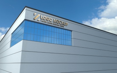 Mockup met gouden logo 3D-bord Elegant gebouwproductmodel