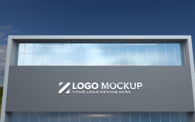 Stahl Logo Mockup Schild Fassade auf Bauprodukt Mockup