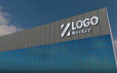 Стальной логотип Mockup 3D Sign On Макет фасадного продукта здания