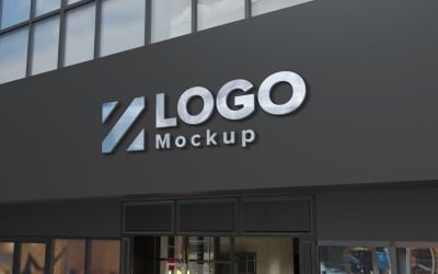 Steel Logo Mockup Store Sign Elegantní produktová maketa