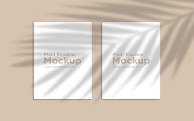 Two frame Mockup with palm leaf Shadow Background Template product mockup