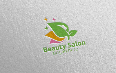 Modèle de logo de salon de beauté naturel