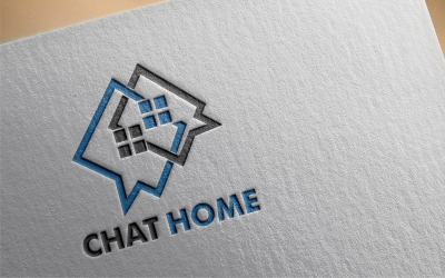 Chat Home Flat Logo šablona