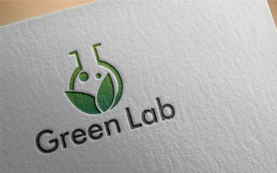 Flache Logo-Vorlage für grünes Labor