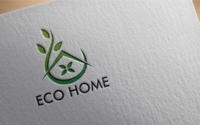 Zelený domov plochý Logo šablona