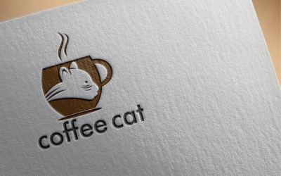 Kahve Kedi Logo Şablonu