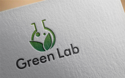 Modello di logo piatto Green Lab