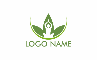Modello di logo verde piatto yoga