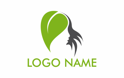 Modelo de logotipo moderno da mulher folha