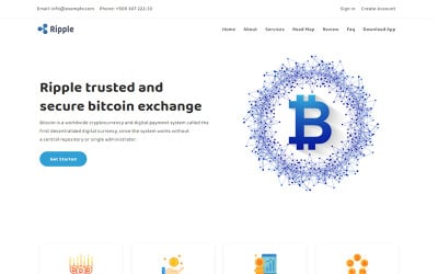 Ripple - Bitcoin ve Cryptocurrency Açılış Sayfası Şablonu