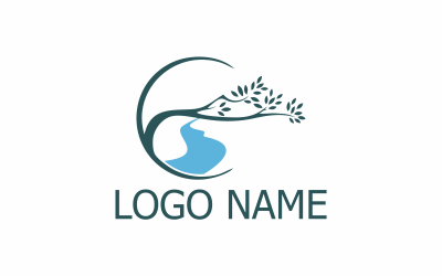 Seebaum flache Logo-Vorlage