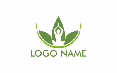 Modelo de logotipo verde plano de ioga