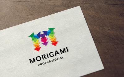 Logo šablony Morigami písmeno M.