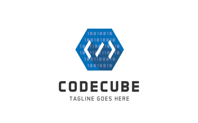 Modello di logo del cubo di codice