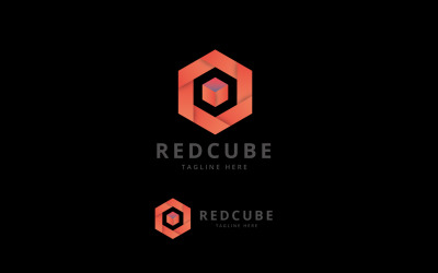 Modelo de logotipo do cubo vermelho