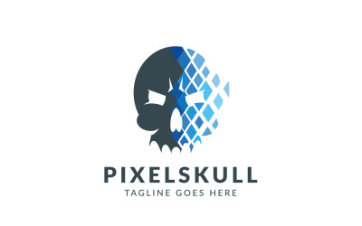 Plantilla de logotipo de calavera de píxeles