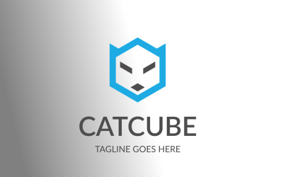 Sjabloon met logo voor kat kubus