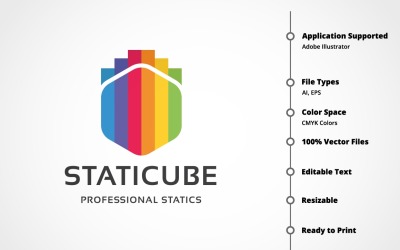 İstatistik Küp Logo Şablonu