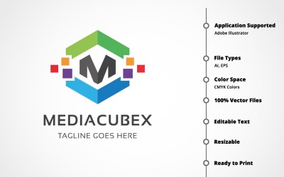 Media Cube - Letter M Logo-sjabloon