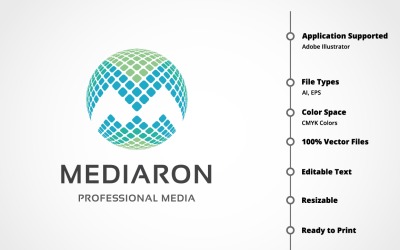 Media Round - Modèle de Logo lettre M